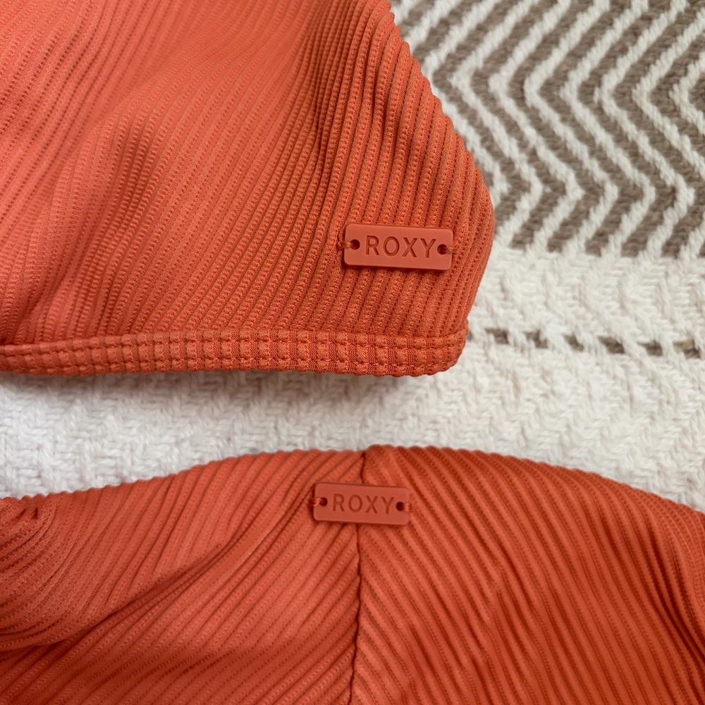 Roxy Ribbed Triangle Bikini Set - Burnt Orange - Picture 4 of 5
